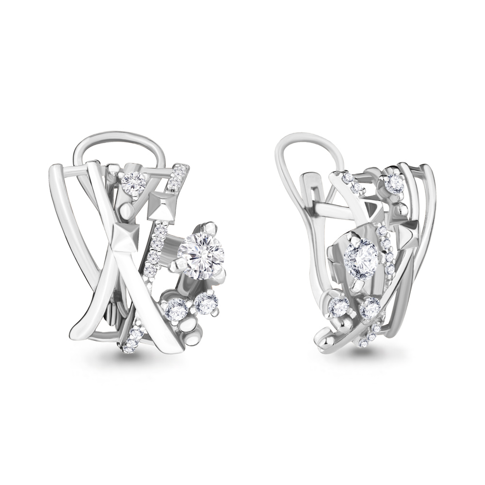 

Серьги из серебра с фианитом Aquamarine Aquamarine 46337А_925_р, 46337А_925_р
