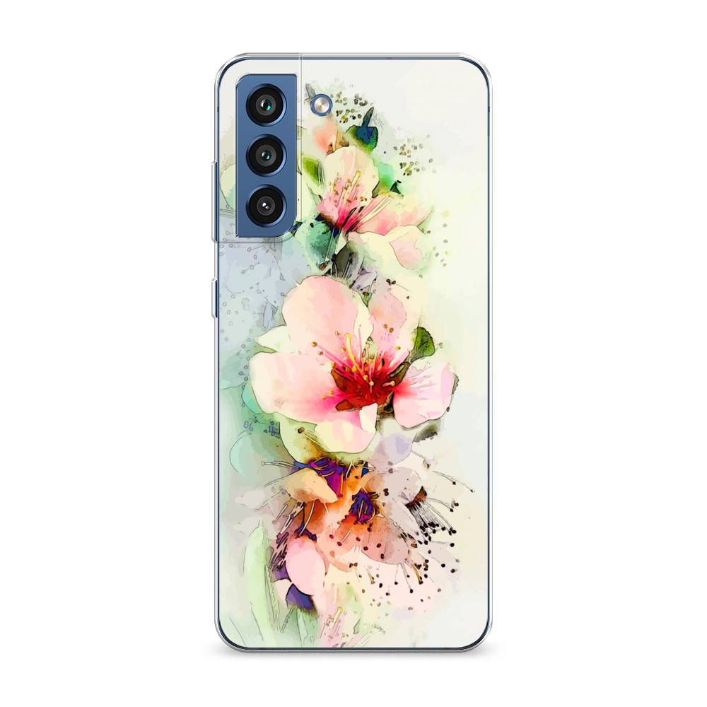 

Чехол на Samsung Galaxy S21 FE 5G "Нежные цветы", Зеленый;розовый, 2103050-2