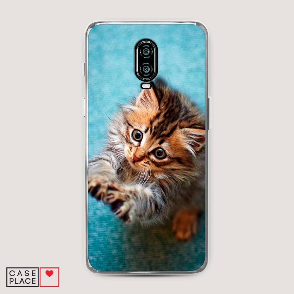 

Чехол Awog на Oneplus 6T / ВанПлас 6T "Котенок просит есть", Голубой;коричневый;белый, 150650-2