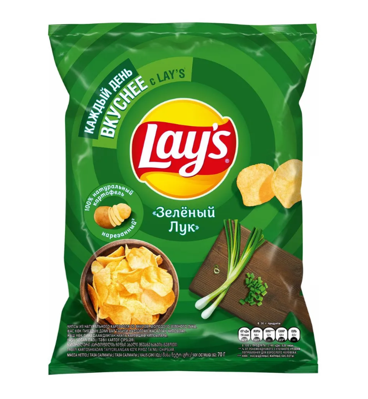 

Картофельные чипсы Lays "Зеленый лук" 70 гр. 5 шт. Лейс, Lays_Зеленый лук