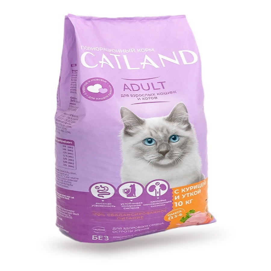 

Сухой корм для кошек CATLAND Adult, курица с уткой, 10 кг