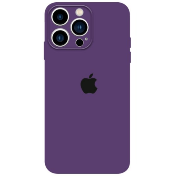 фото Чехол iphone 14 pro silicon сase apl ws (закрытый низ+камера) с лого, фиолетовый nobrand