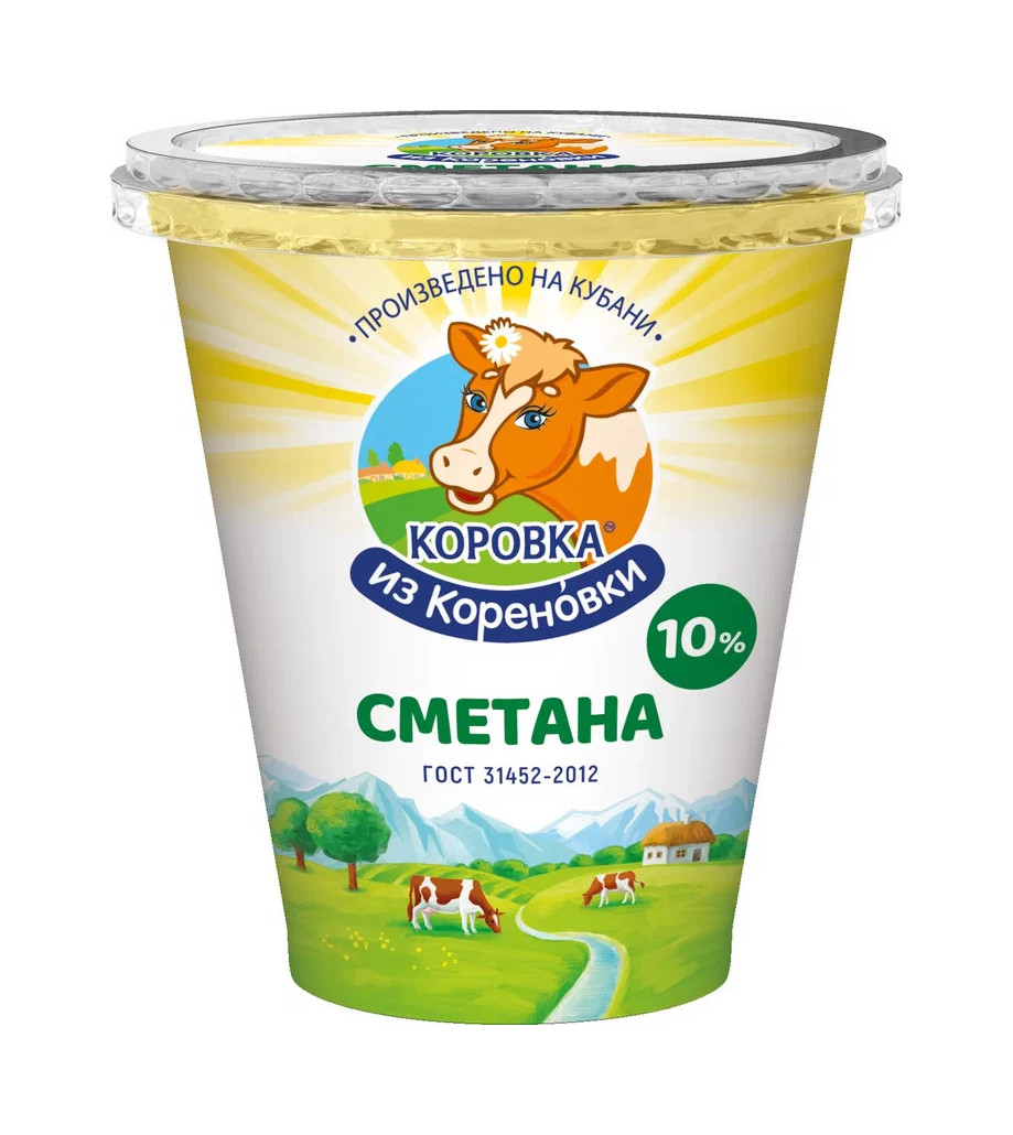 Сметана 10% Коровка из Кореновки БЗМЖ 300 г