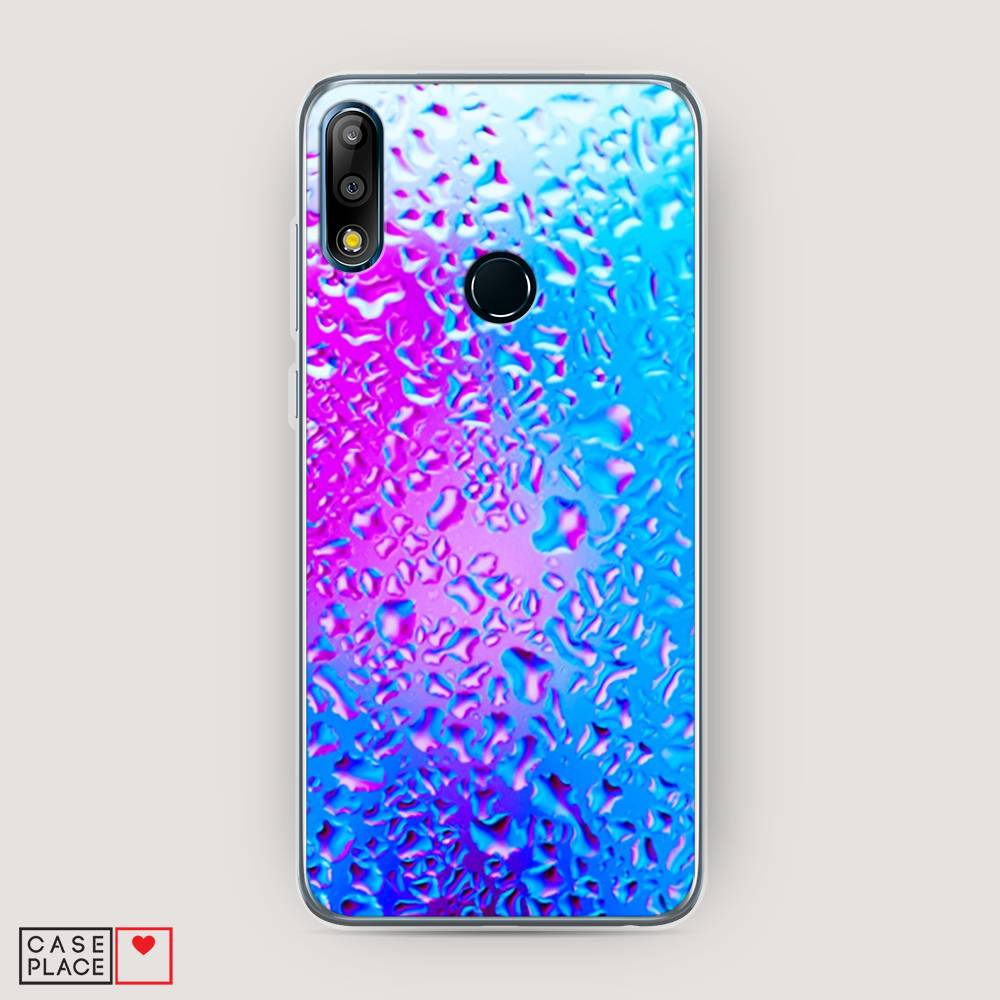 

Чехол на Asus Zenfone Max Pro (M2) ZB631KL "Капли на стекле", Голубой;розовый, 43850-3