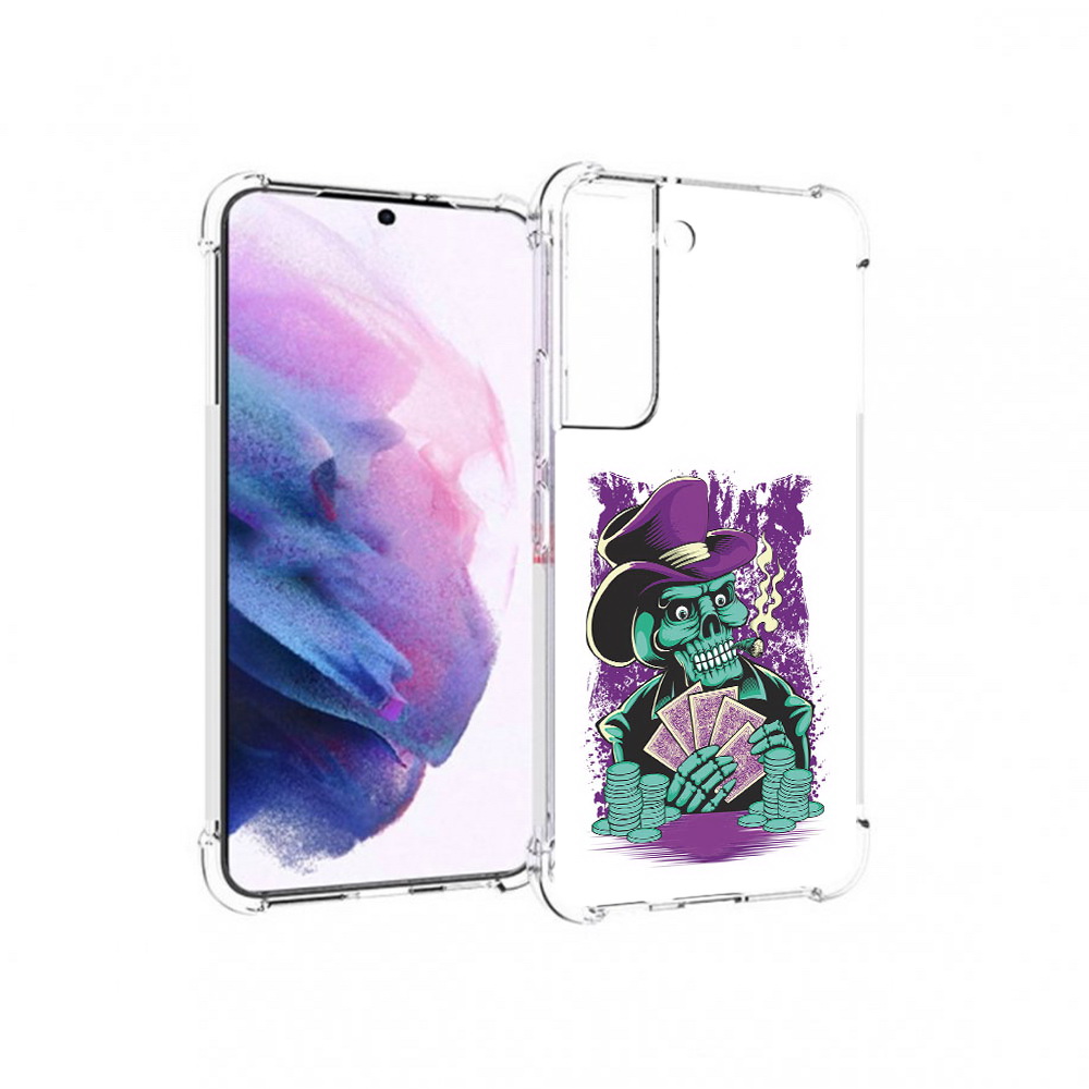 

Чехол MyPads Tocco для Samsung Galaxy S22 зеленый череп с картами (PT194926.508.361), Прозрачный, Tocco