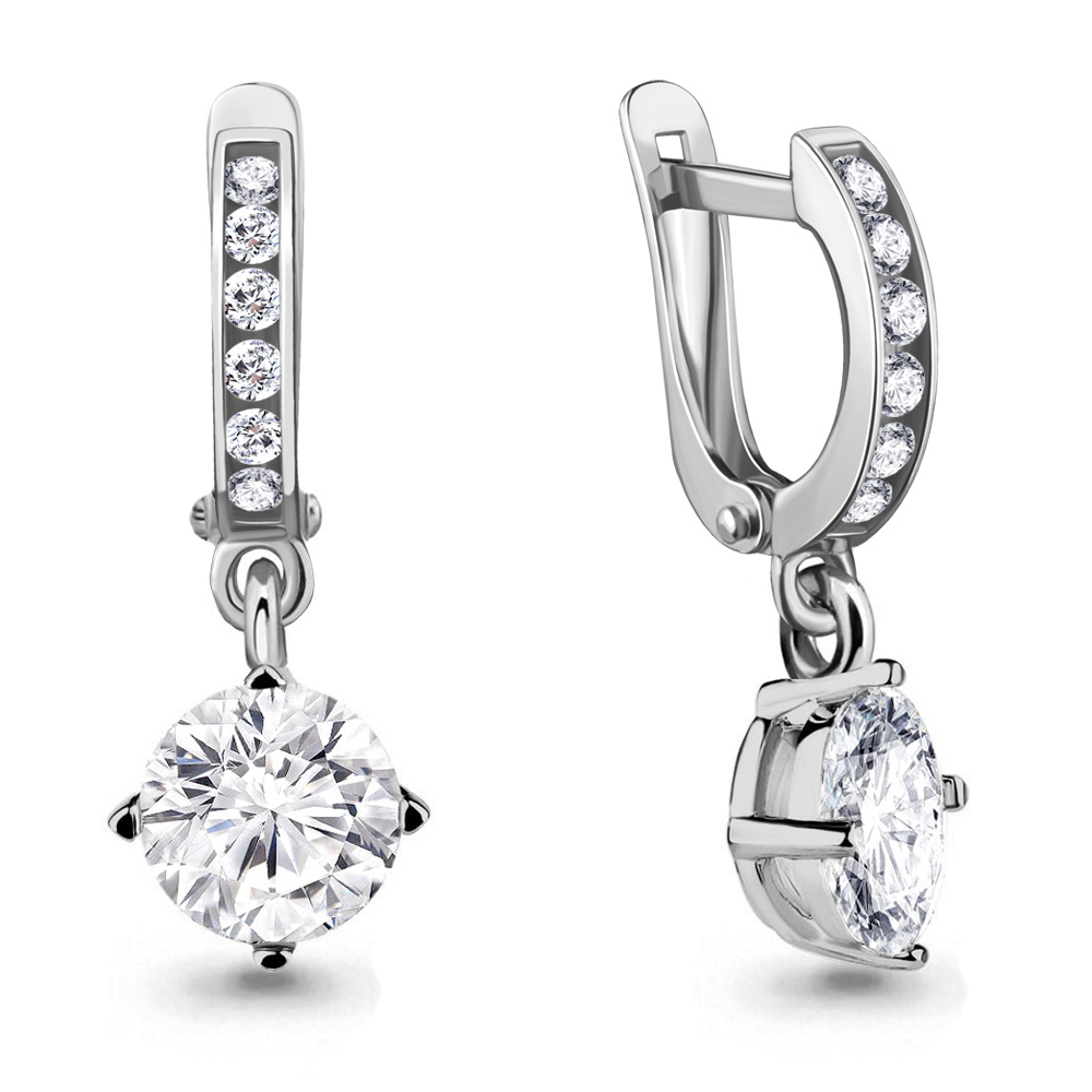 

Серьги из серебра с фианитом Aquamarine Aquamarine 46070А_925_р, 46070А_925_р