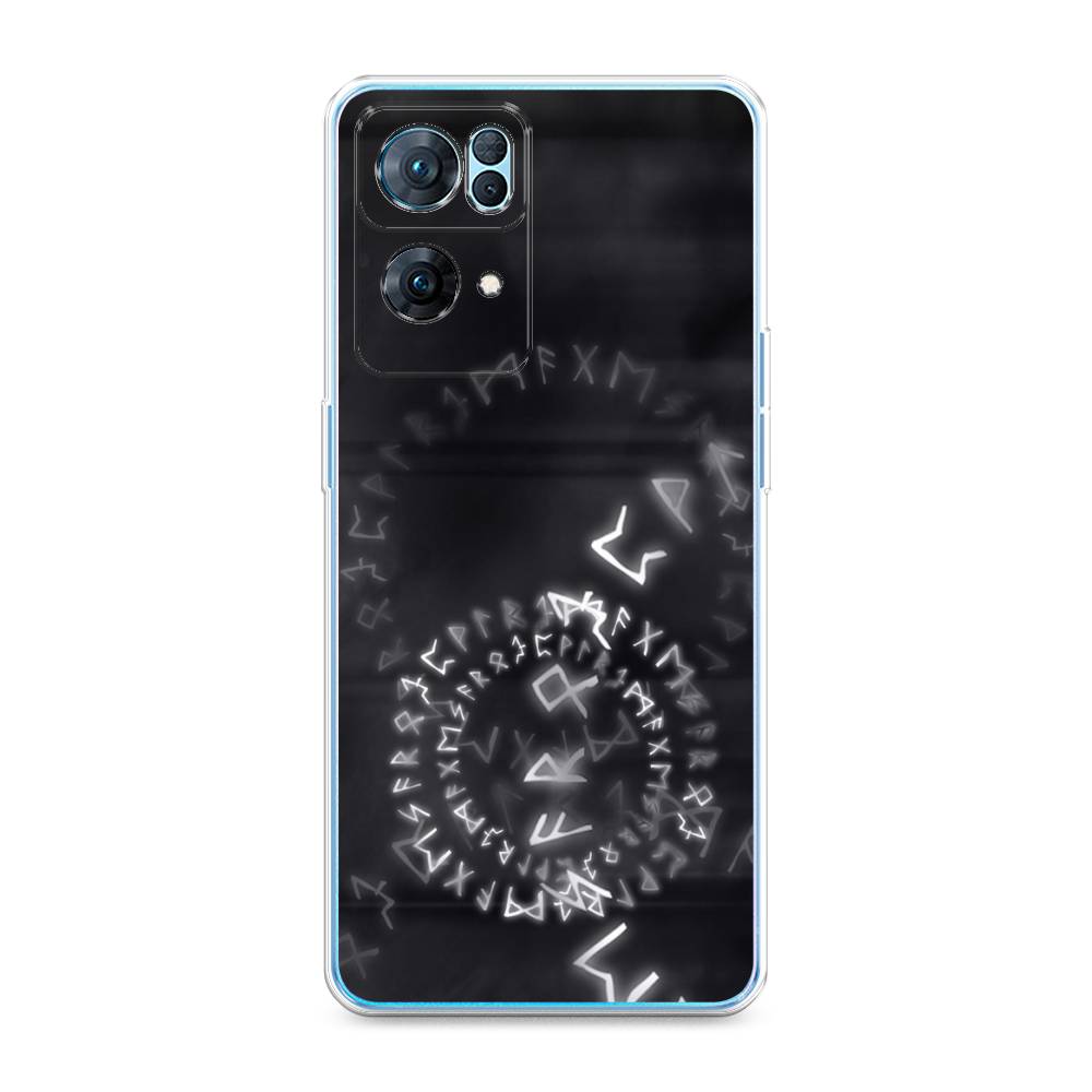 

Чехол на Oppo Reno 7 Pro "Руны", Серый;черный, 258250-3