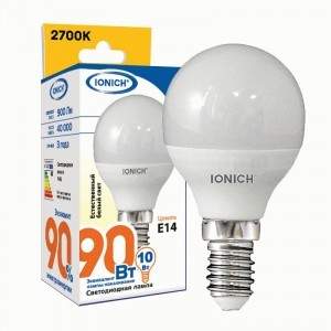 Лампа светодиодная IONICH, E14, 10W, 6500K, 