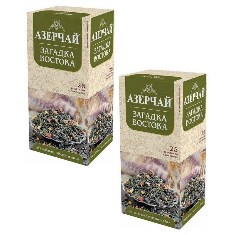 Зеленый чай Azercay Загадка Востока С яблоком и айвой 25 пакетиков по 2 г 2 шт 594₽