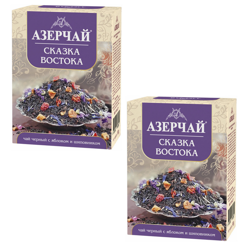 Черный чай Azercay Сказка Востока, С яблоком и шиповником, 90 г, 2 шт