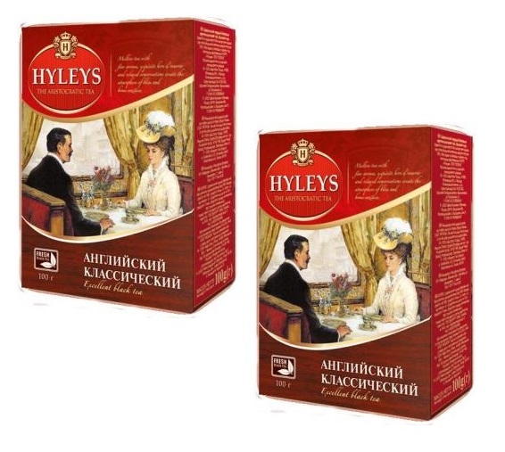 

Чай черный HYLEYS Английский, Классический особокрупнолистовой, 100 г 2 упаковки