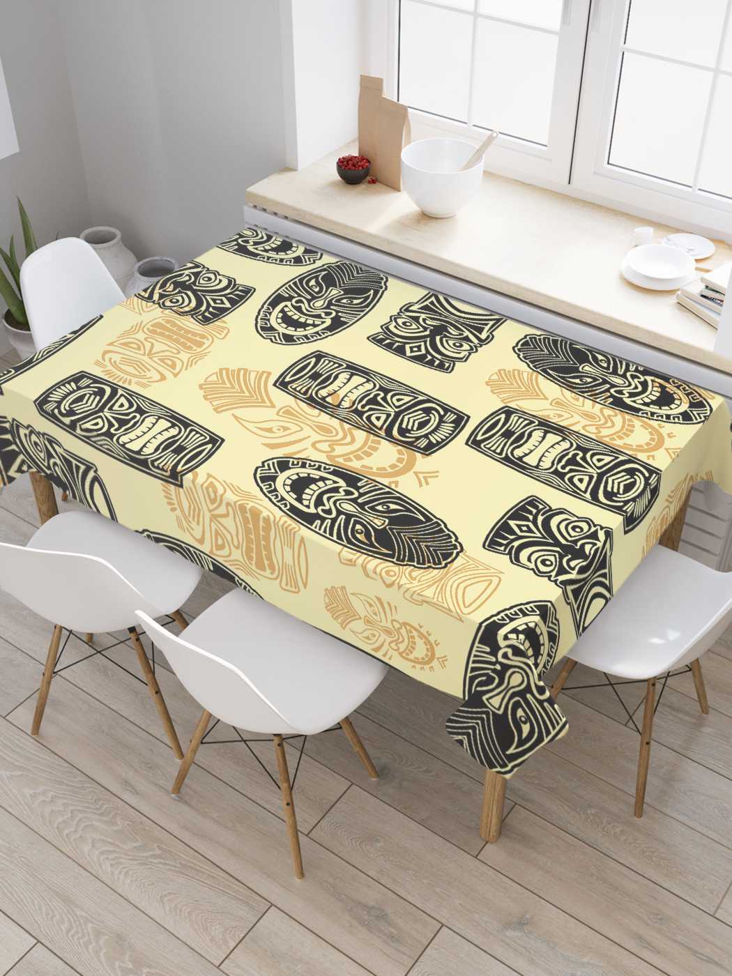 

Скатерть прямоугольная JoyArty "Духовные маски" из сатена, 120x145 см, Духовные маски