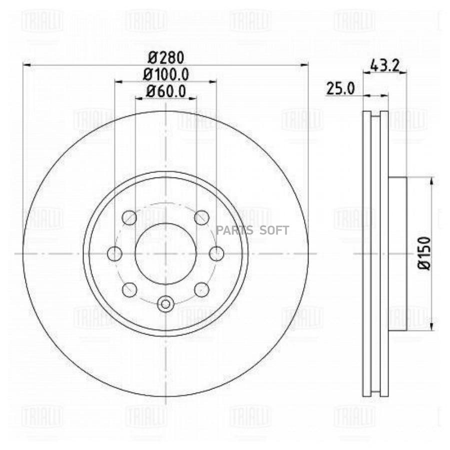 Диск Тормозной Opel Astra 04-10/Meriva 03-10 Передний Trialli DF 210208