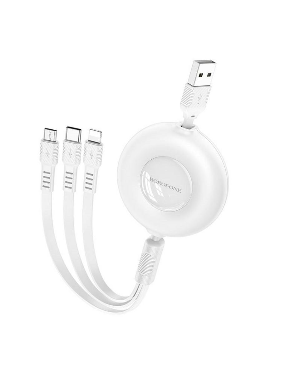 

Кабель Borofone BX74 USB - Type-C / Micro-USB \ Lightning, 2.4 А, 1 м, белый, BX74