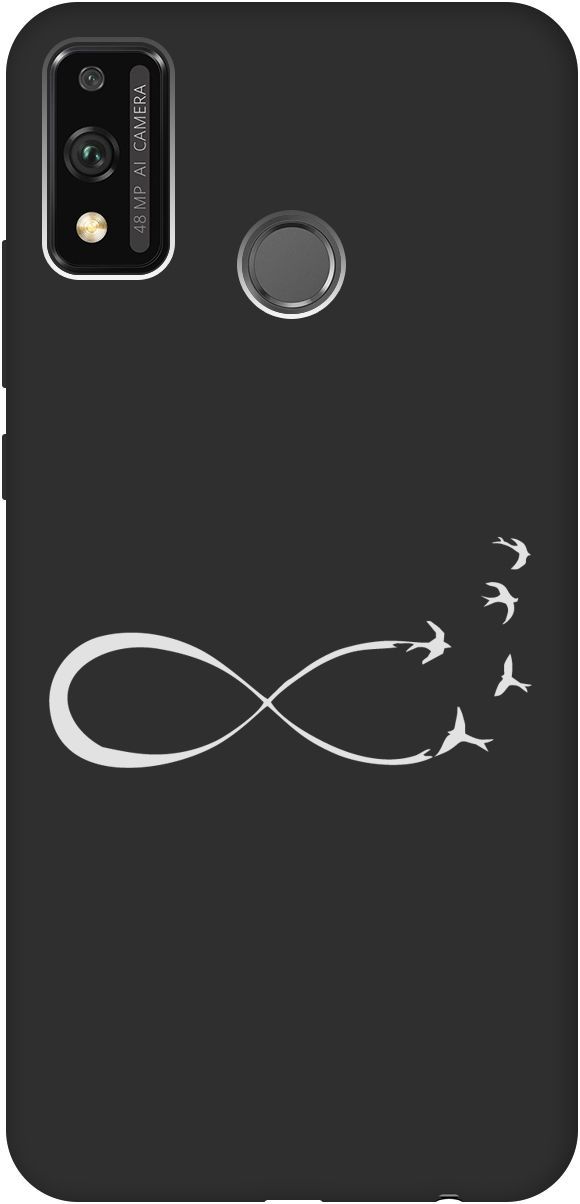 

Матовый чехол на Honor 9X Lite с принтом "Infinity W" черный, Черный;серебристый, 8370