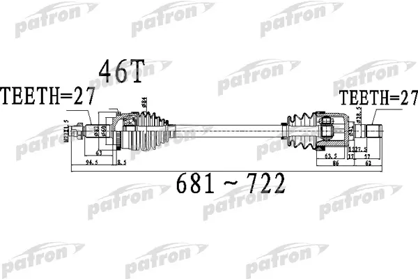 

Полуось передний мост слева 27X681X60X27 ABS:46T HYUNDAI ELANTRA [A5] 1,6 11- 1,8 6MT, I30