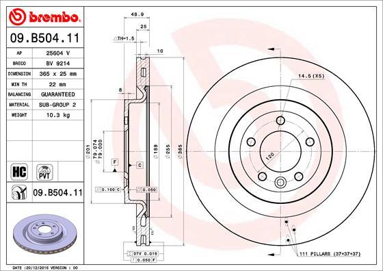 

Тормозной диск brembo 09B50411