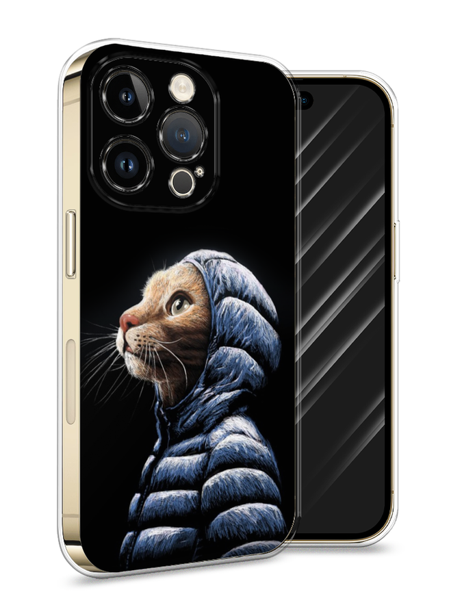 

Силиконовый чехол Awog "Кот в капюшоне" для Apple iPhone 14 Pro, Черный, 15250-2