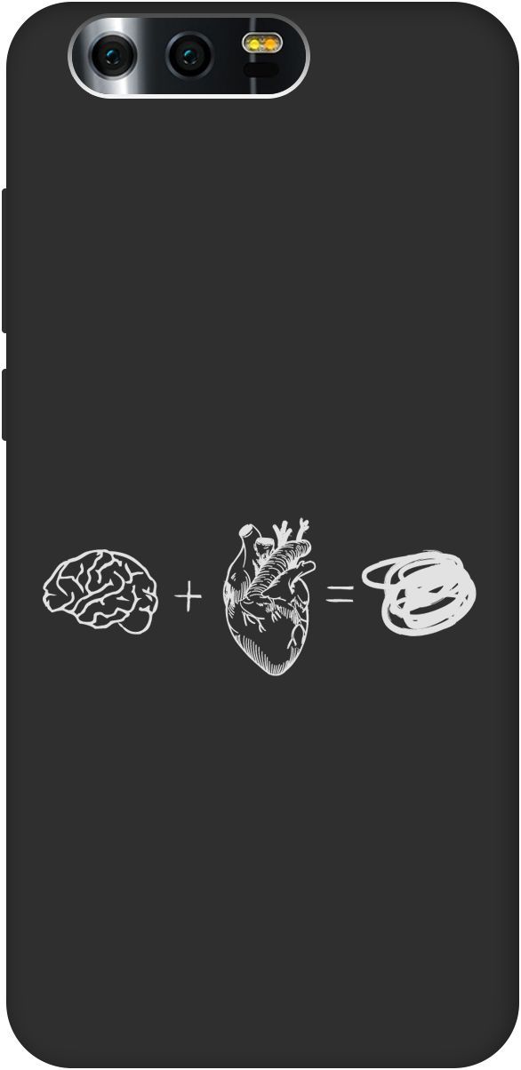 

Матовый чехол на Honor 9 с принтом "Brain Plus Heart W" черный, Черный;белый, 8367
