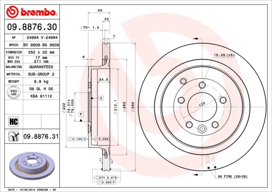 

Тормозной диск brembo 09887631