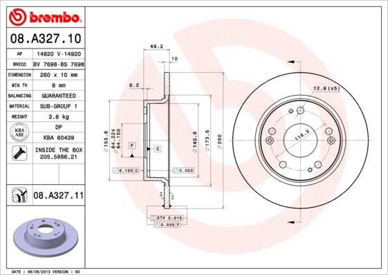 

Тормозной диск brembo 08A32711