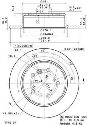 

Тормозной диск brembo 08A15011