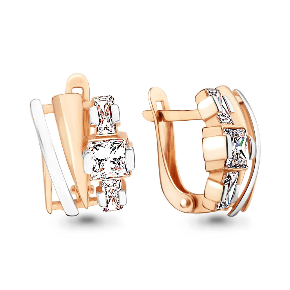Серьги из красного золота с фианитом Aquamarine Aquamarine 45929_585_кз