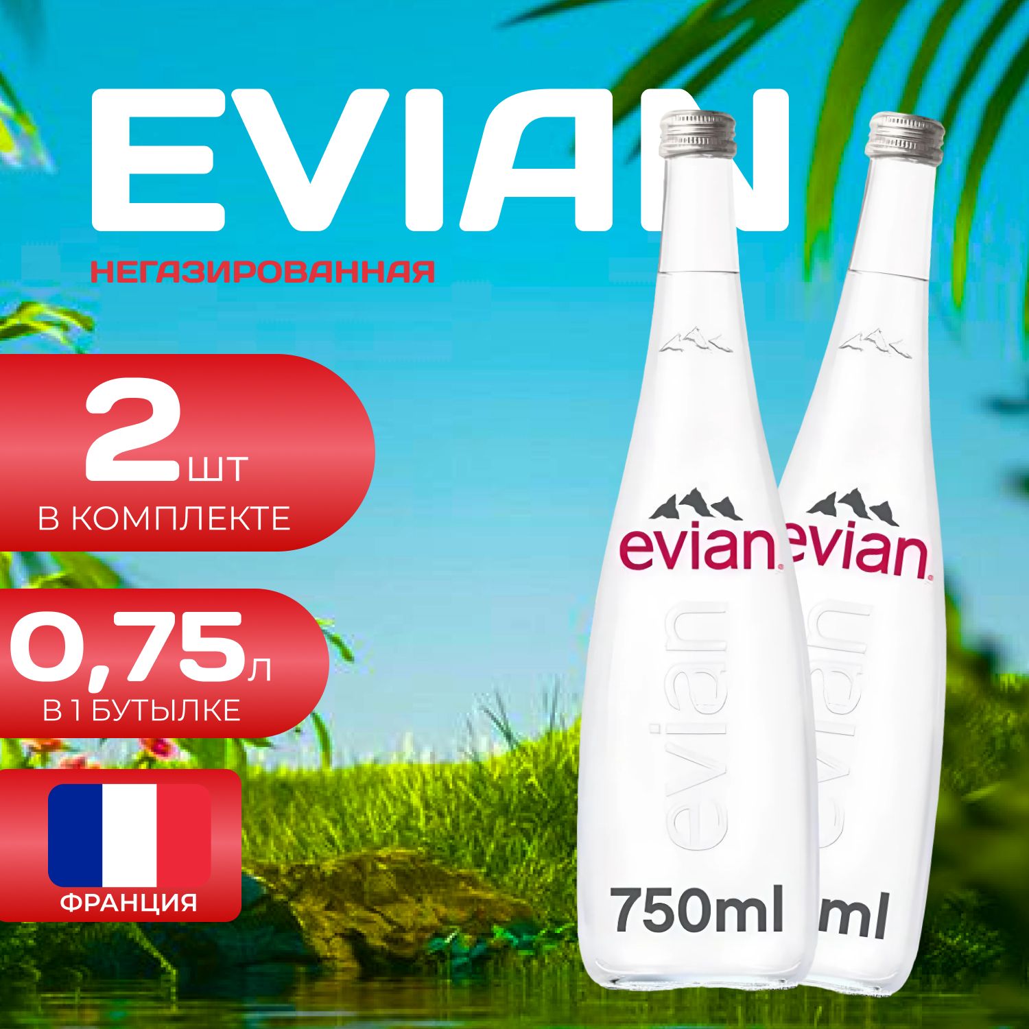 Evian Вода без газа Стекло 075л 2 шт Эвиан 1490₽