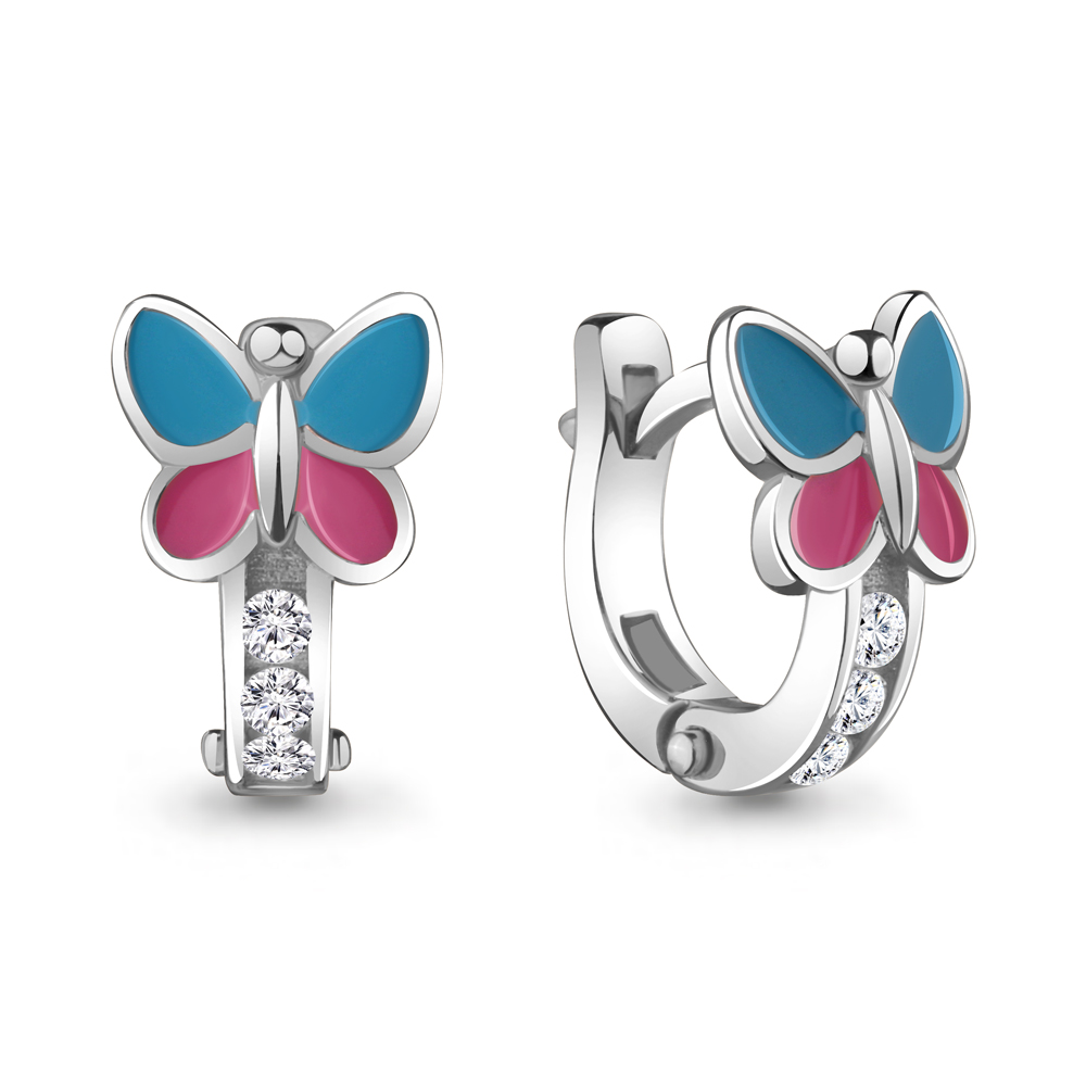 

Серьги из серебра с фианитом\эмалью Aquamarine Aquamarine 45875А_925_р, 45875А_925_р