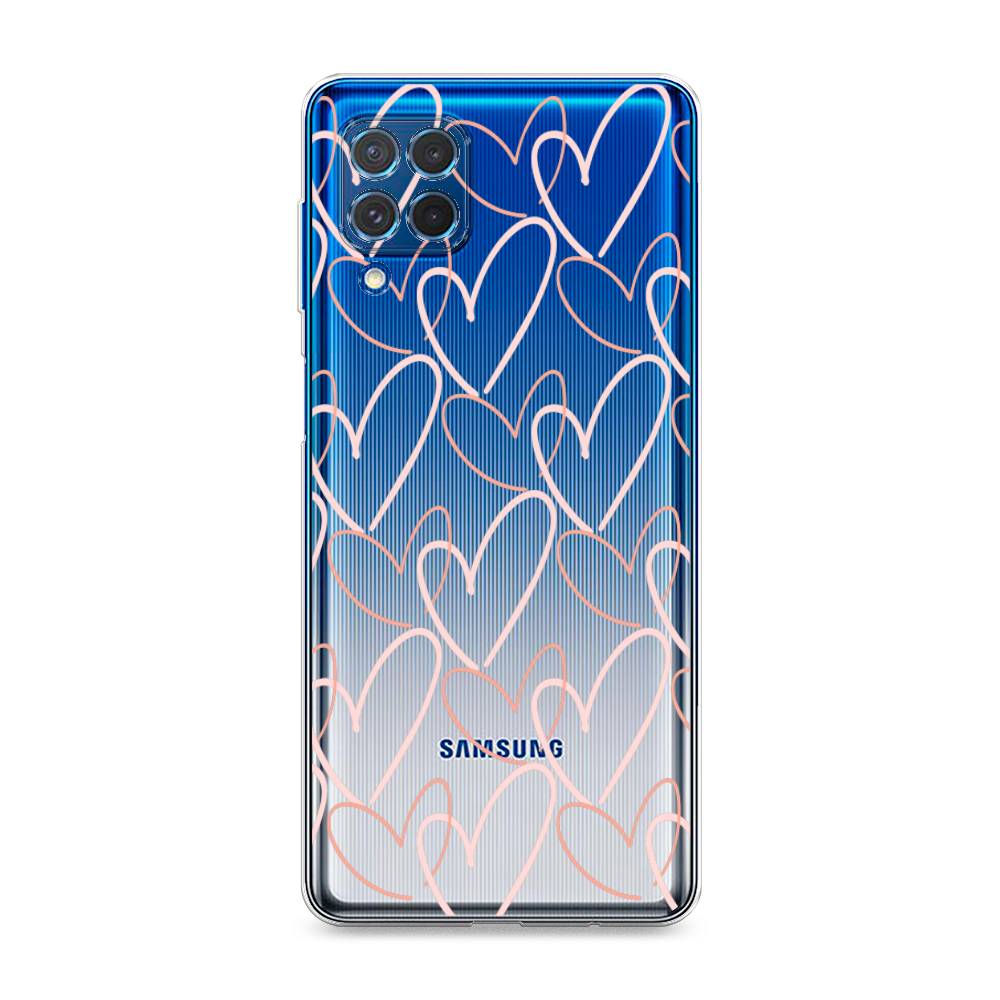

Чехол на Samsung Galaxy M62 "Узор из сердечек", Розовый;бежевый, 2102950-6