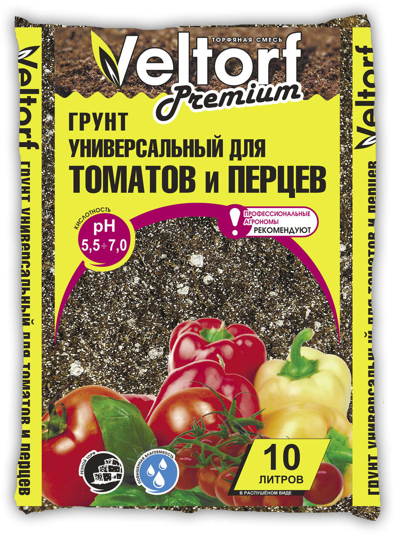 Грунт для томатов и перцев Veltorf Premium 10 л