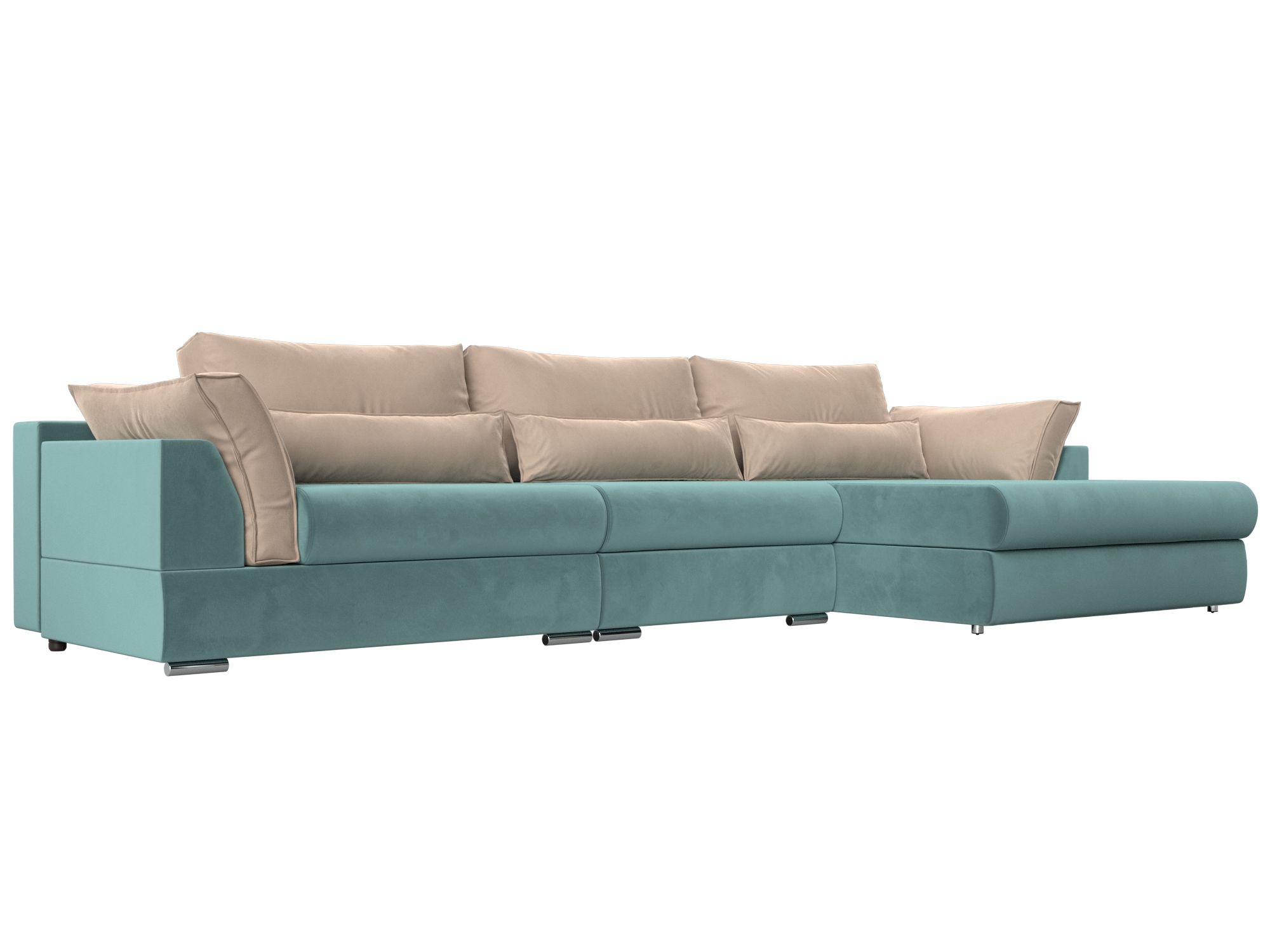 

Угловой диван Лига Диванов Пекин Long угол правый 372х165х90 см, бирюзовый\бежевый, Угловой диван Пекин Long угол правый