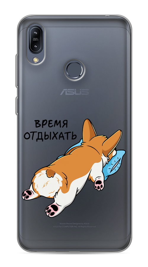

Чехол на Asus Zenfone Max M2 ZB633KL "Корги отдыхает", Черный;коричневый;голубой, 43750-1