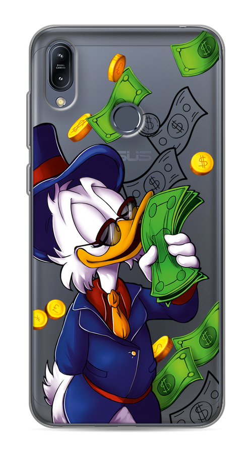 

Чехол на Asus Zenfone Max M2 ZB633KL "Scrooge McDuck with Money", Синий;зеленый;белый, 43750-6