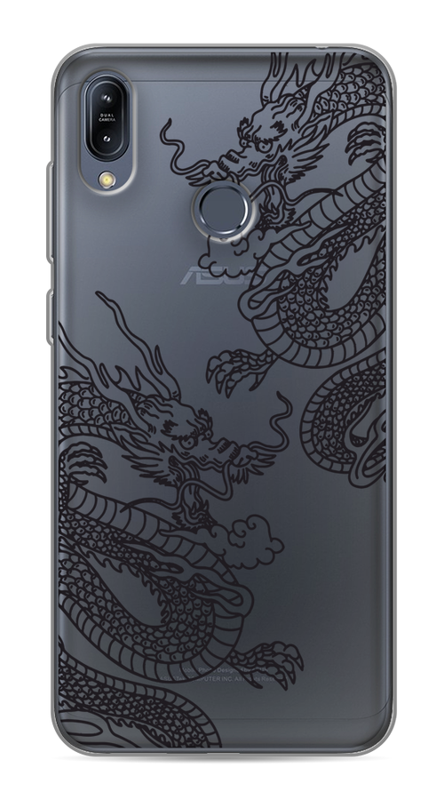 

Чехол на Asus Zenfone Max M2 ZB633KL "Два китайских дракона", Серый;черный, 43750-1
