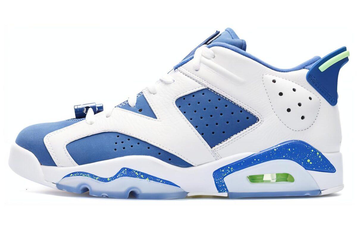 

Кроссовки унисекс Jordan Air Jordan 6 Low Ghost Green белые 38.5 EU, Белый, Air Jordan 6 Low Ghost Green