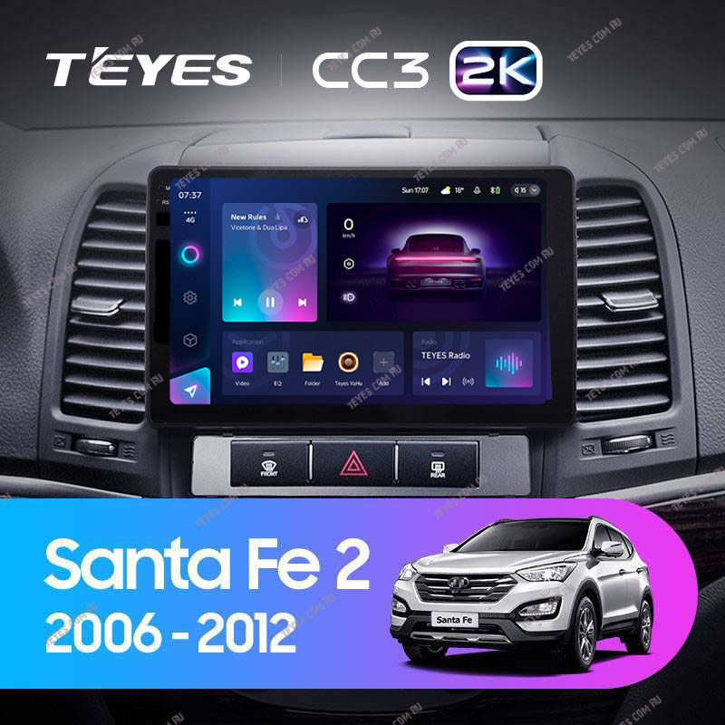 Автомобильная магнитола Teyes CC3 2K 360 6/128 Hyundai Santa Fe 2 (2006-2012)