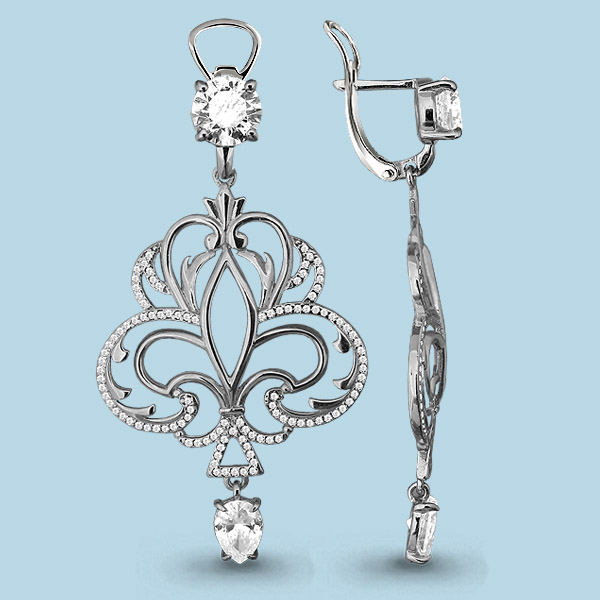 

Серьги из серебра с фианитом Aquamarine Aquamarine 45219А_925_з, 45219А_925_з