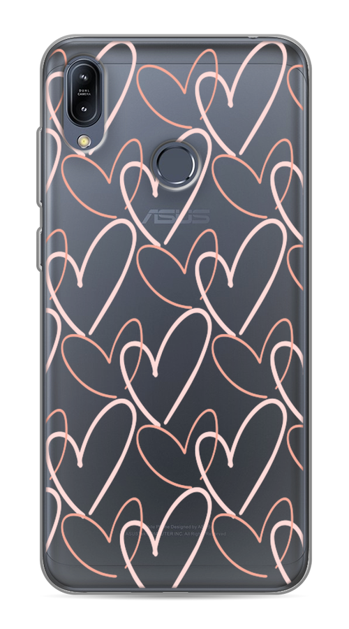 

Чехол на Asus Zenfone Max M2 ZB633KL "Узор из сердечек", Розовый;бежевый, 43750-6