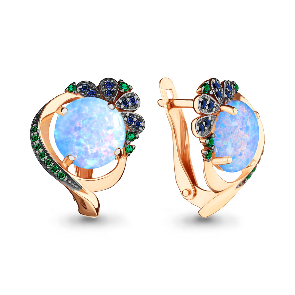 

Серьги из серебра с опалом искусственным Aquamarine Aquamarine 4499897БГ_925_з, 4499897БГ_925_з