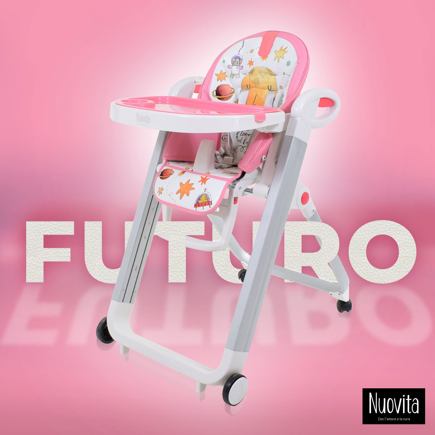 Стульчик для кормления Nuovita Futuro Bianco (Cosmo rosa/Розовый космос) стульчик для кормления nuovita futuro bianco bianco белый