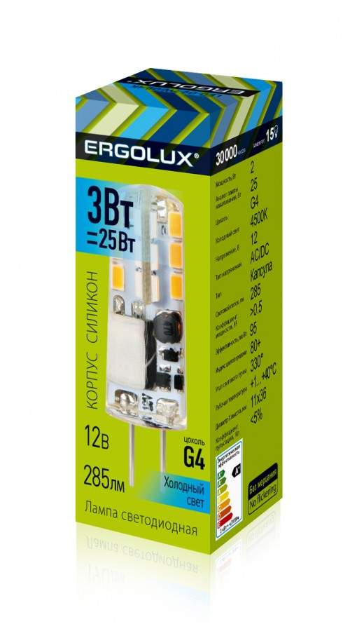 

Лампа светодиодная ERGOLUX, G4, 3W, 4500K, арт. 779113 - (10 шт.)