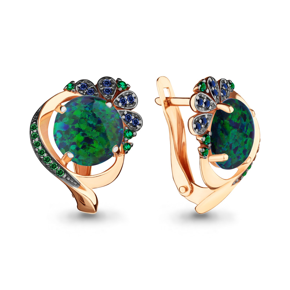 

Серьги из серебра с опалом искусственным Aquamarine Aquamarine 4499896БГ_925_з, 4499896БГ_925_з