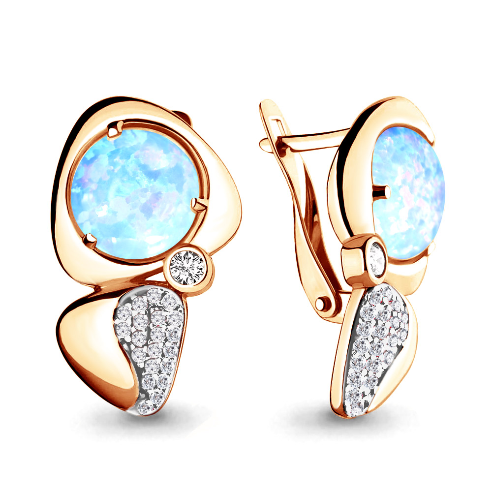 

Серьги из серебра с опалом искусственным\фианитом Aquamarine Aquamarine 4499497А_925_з, 4499497А_925_з