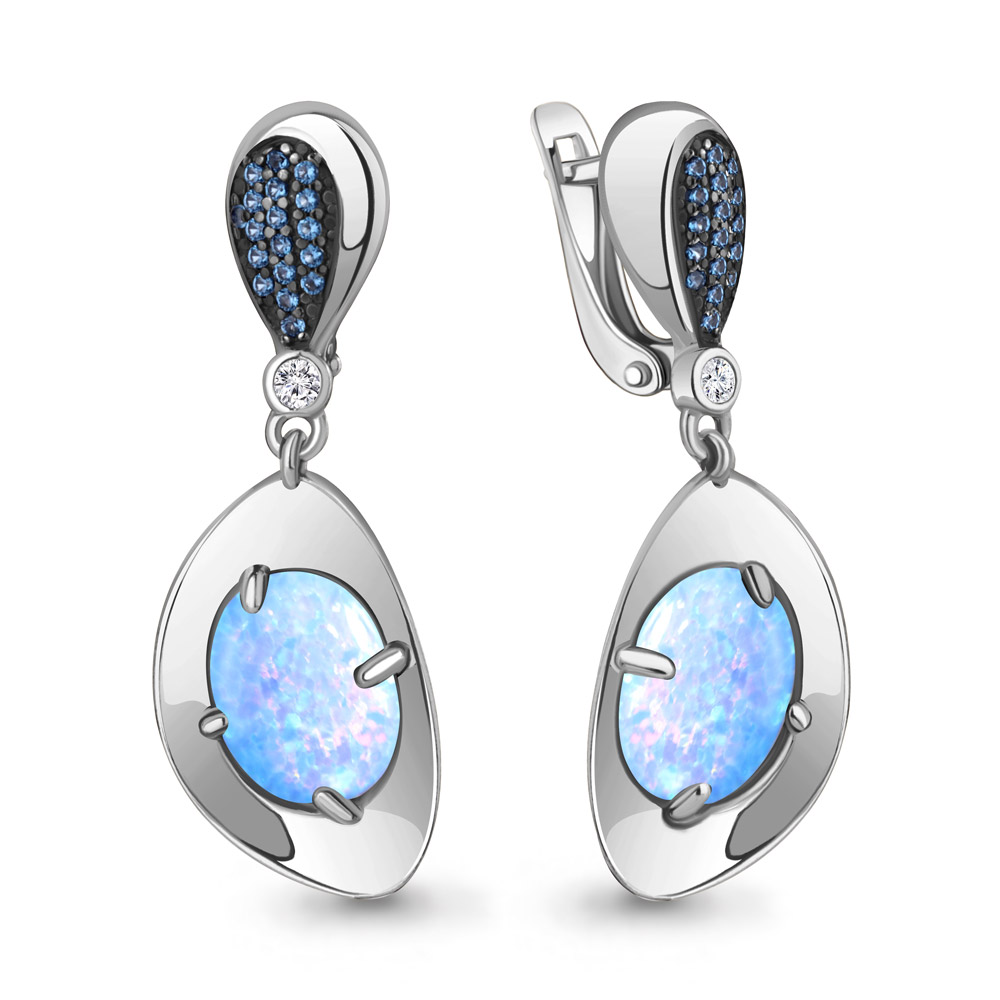 

Серьги из серебра с фианитом Aquamarine Aquamarine 4499297Б_925_р, 4499297Б_925_р