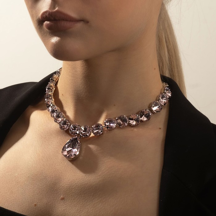 

Колье из бижутерного сплава 34 см Queen Fair 7992657, стразы, 7992657