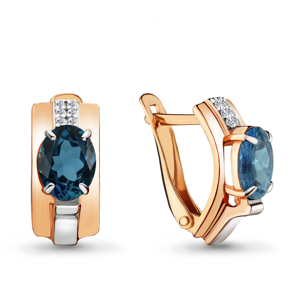 

Серьги из серебра с топазом\фианитом Aquamarine Aquamarine 4493008А_925_з, 4493008А_925_з