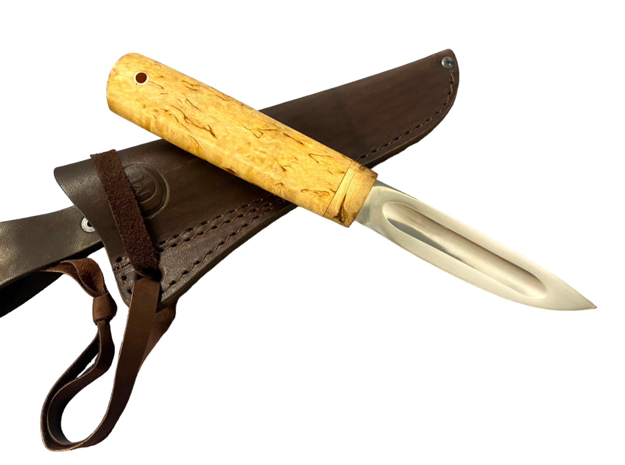 Нож якутский малый Семин, кованая сталь 95х18, рукоять карельская береза