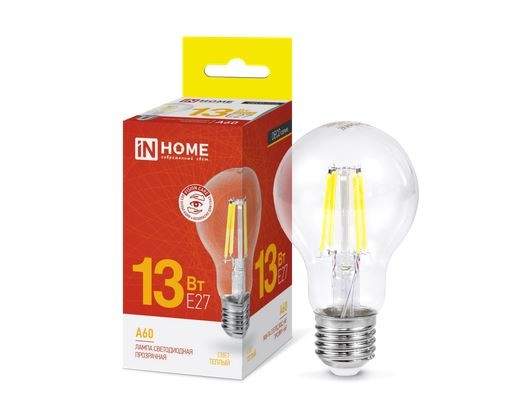 Лампа светодиодная ASDHOME, E27, 13W, 3000K, ЛОН (