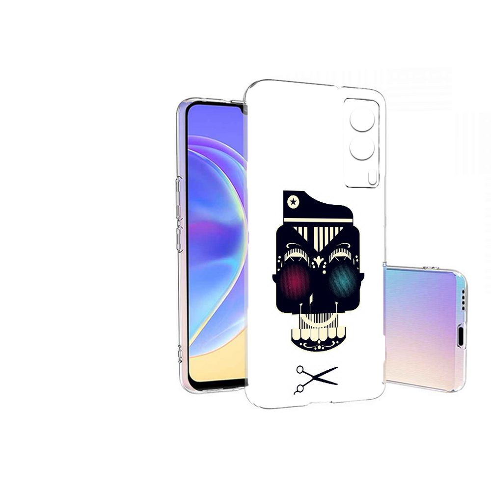 

Чехол MyPads Tocco для Vivo V21E черно белый скелет с яркими глазами (PT161736.380.687), Прозрачный, Tocco